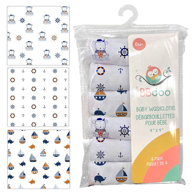 Image Baby Washcloths - Sailor Bears Series (Set of 6 ass't pcs)